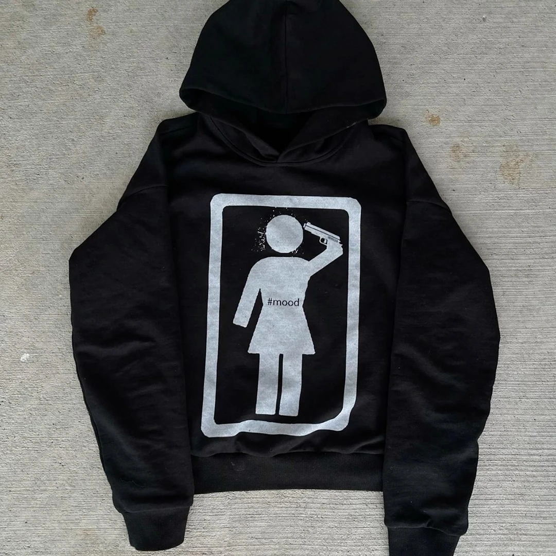 Американская винтажная Толстовка Y2K, толстовка с капюшоном в готическом стиле, зимняя женская мужская куртка в стиле хип-хоп с длинным рукавом, свободная толстовка с капюшоном, Топ 1920-х годов