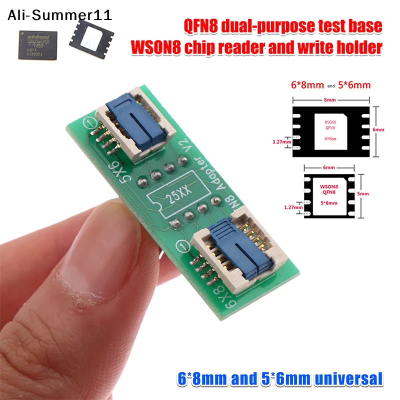 【Av1】【Sv】QFN8/WSON8 Universal Two-in-one Socket / Adapter For Both 6*5MM And 8*6MM Chips SMT BIOS Flash Socket
