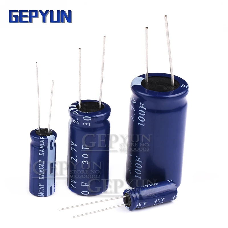 2PCS super capacitor farad capacitor Gepyun 2.7V  2F 3.3F 4F 4.7F 5F 6F 7F 8F 10F 15F 20F 25F 30F 60F