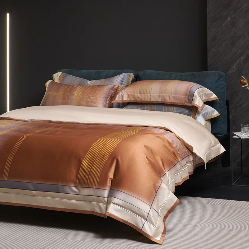 4Pcs Luxury 1000TC Egyptian Cotton Soft Silky Bedding Set Queen King Size Duvet Cover Size Bed Sheet/Fitted Sheet Pillowcases