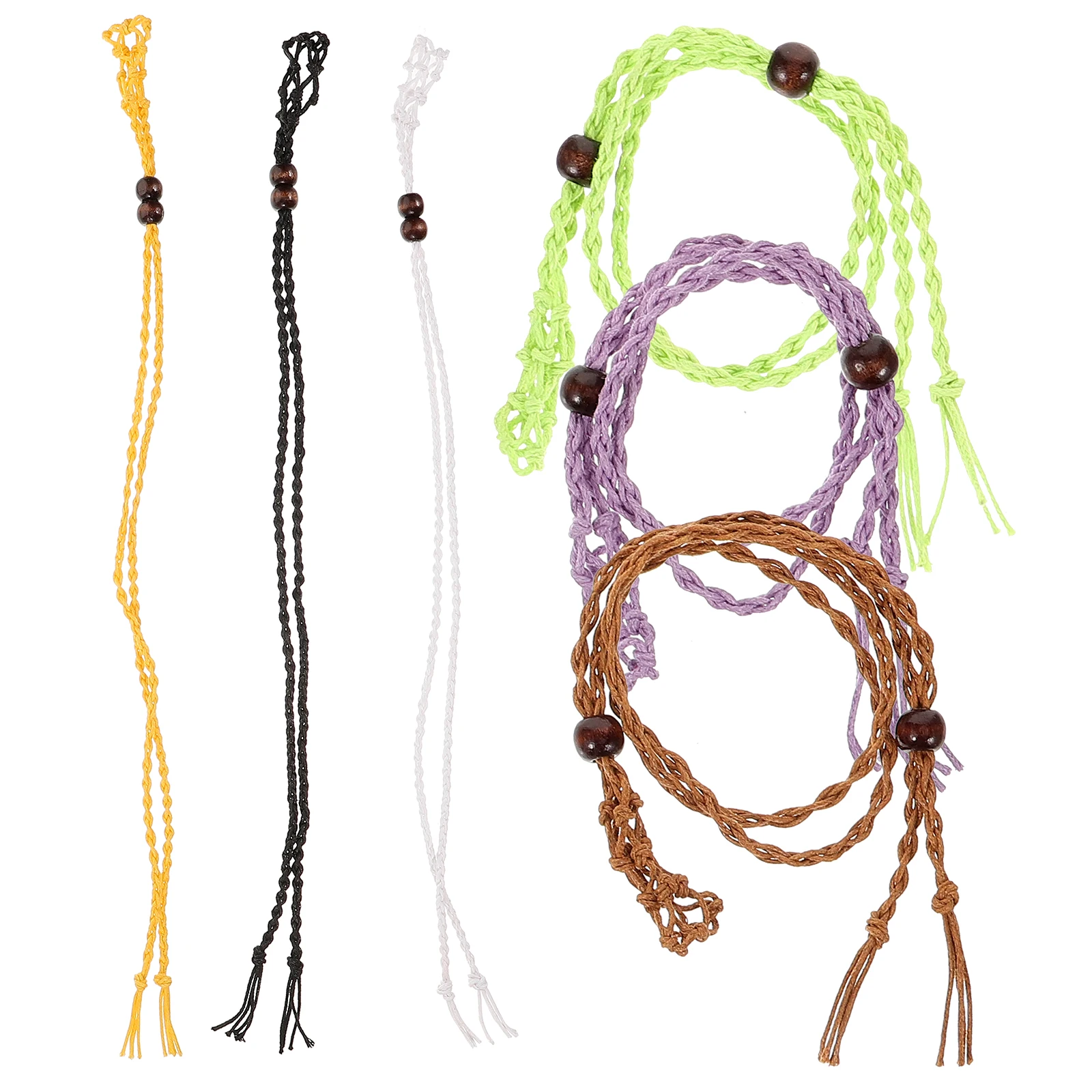 

6 Pcs Pendant Necklace Adjustable Macrame Cord Stone Holder Handmade Jewelry Chain Brown Black Beige Green Yellow