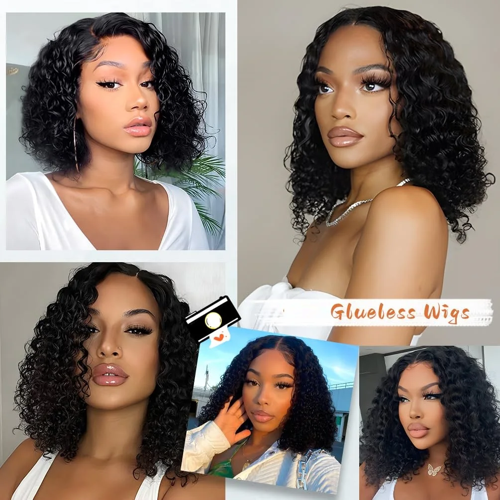 180% Density 6x4 Wear and Go Glueless Wigs Human Hair Pre Plucked Pre Cut Lace Deep Wave Wig 4x4 Lace Closure Wigs Human Hair