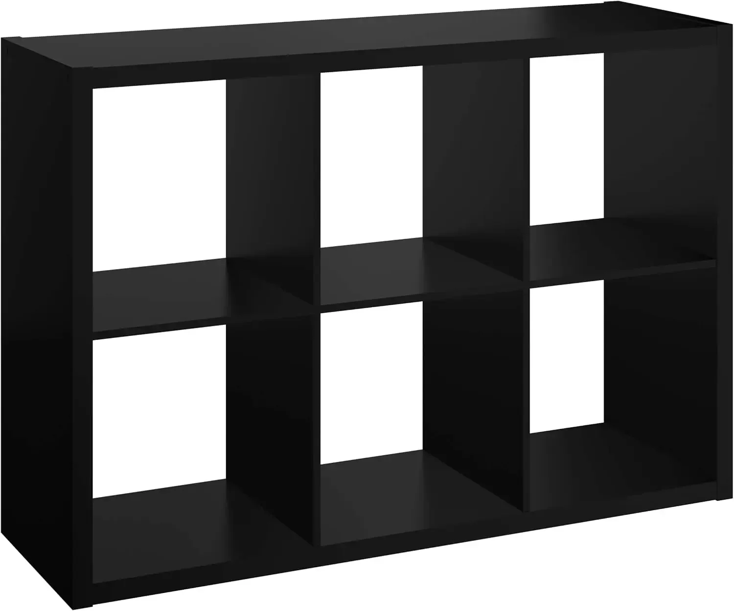 6 Cube Storage Shelf Organizer Bookshelf with Open Back, Vertical or Horizontal, Easy Assembly, Wood, Black Finish