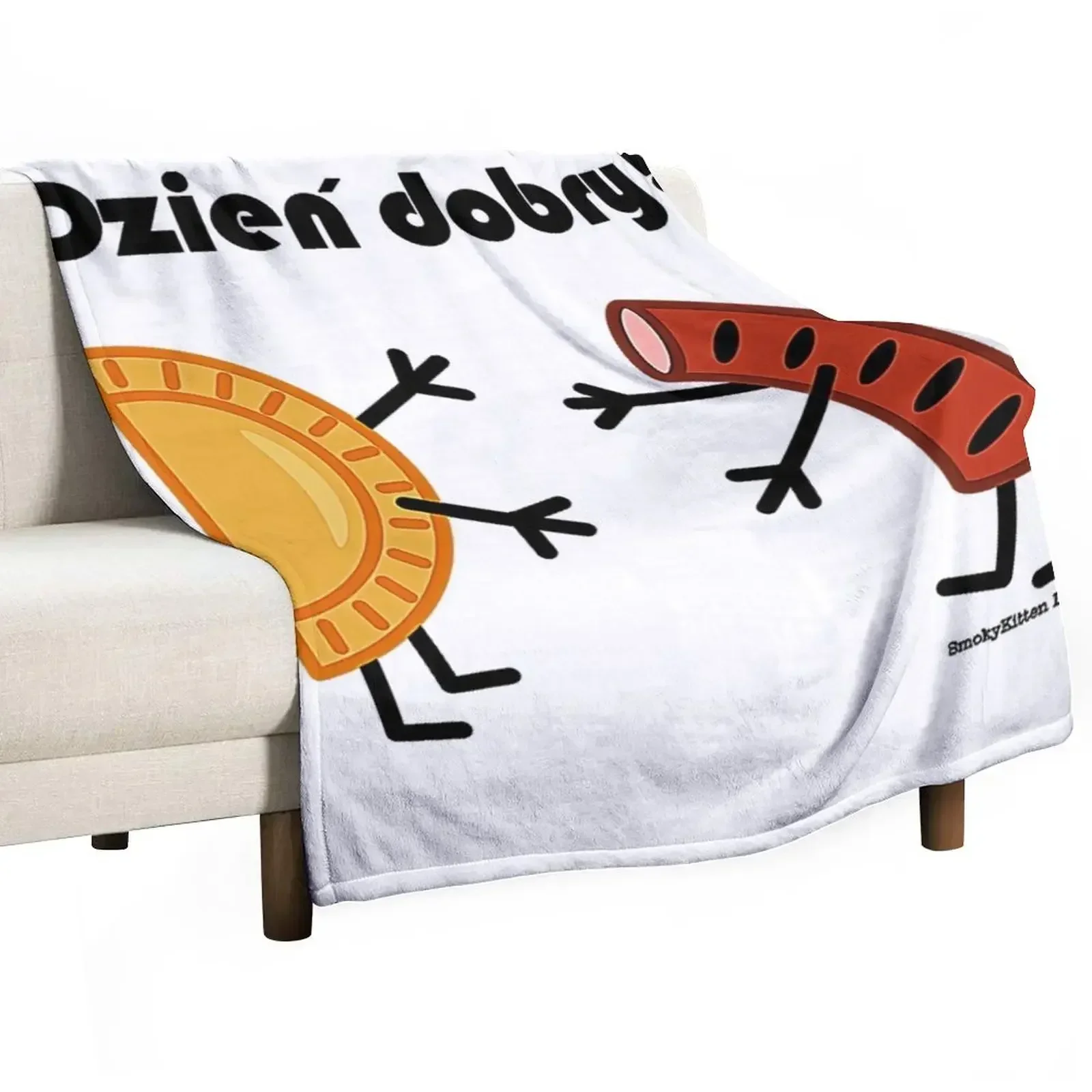 Friendly Polish Foods - Pierogi and Kielbasa - Dzien Dobry T-Shirt Throw Blanket Furrys Picnic for winter Luxury Blankets