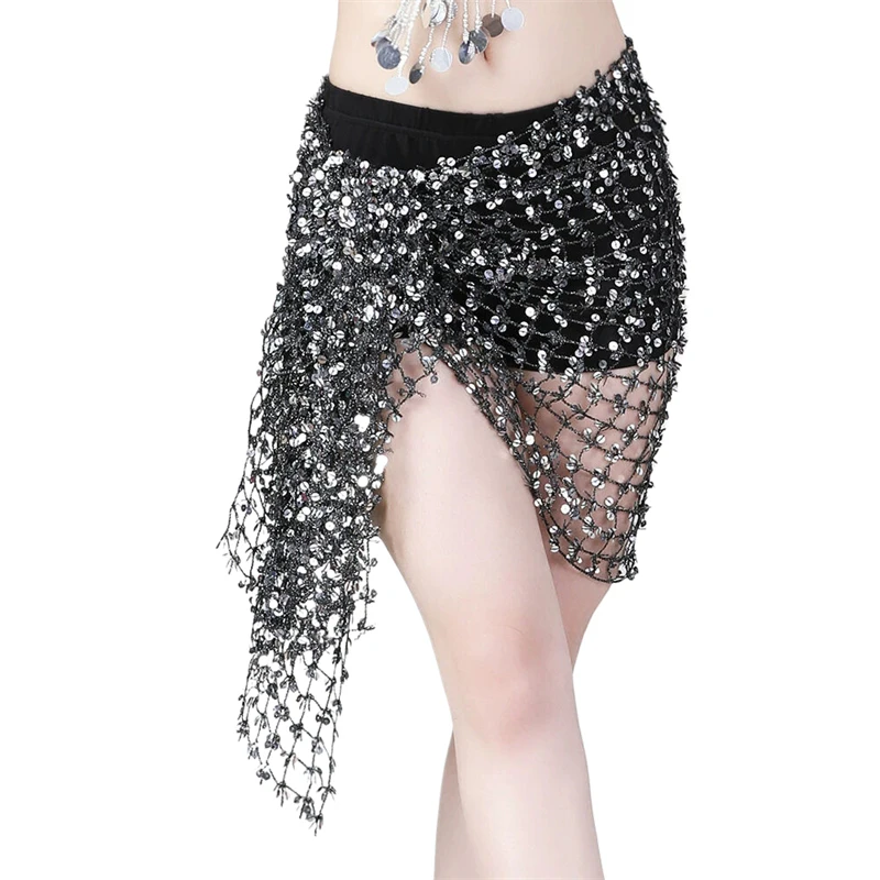 Bauchtanz-Hüfttuch mit Pailletten, Taillenwickelrock, hohler Tanzgürtel, Hüfttuch, Performance-Kostüm, Damen-Tanzparty-Clubkleidung – Detail 11