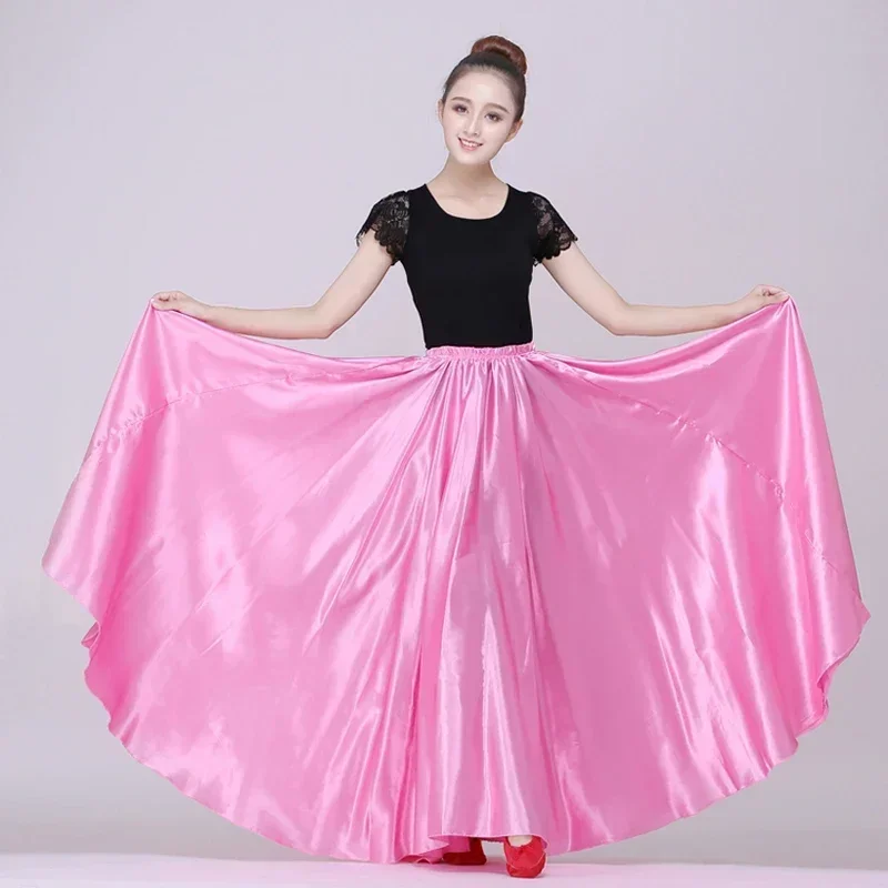 10colors Team Stage Performance Bally Dancing Costumes for Adult Woman Big Swing Satin Silk Gypsy Spanish Flamenco Skirt