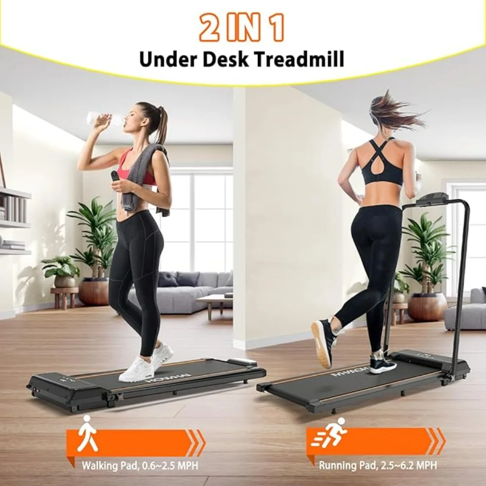 Treadmills Speed 6.2-7.6MPH Walking Pad with Handle Bar Foldable Treadmill Remote Control and LED Display Space-Saving Size