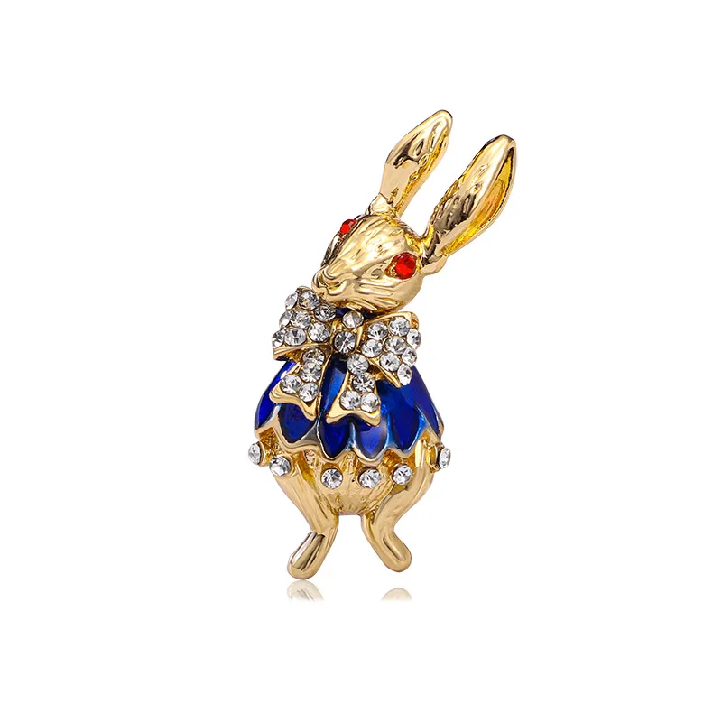 Cute Romantic Blue Rabbit Pin Women Girl Exquisite New Years Gift Men Banquite Suit Lapel Pins Animal Zodiac Brooch