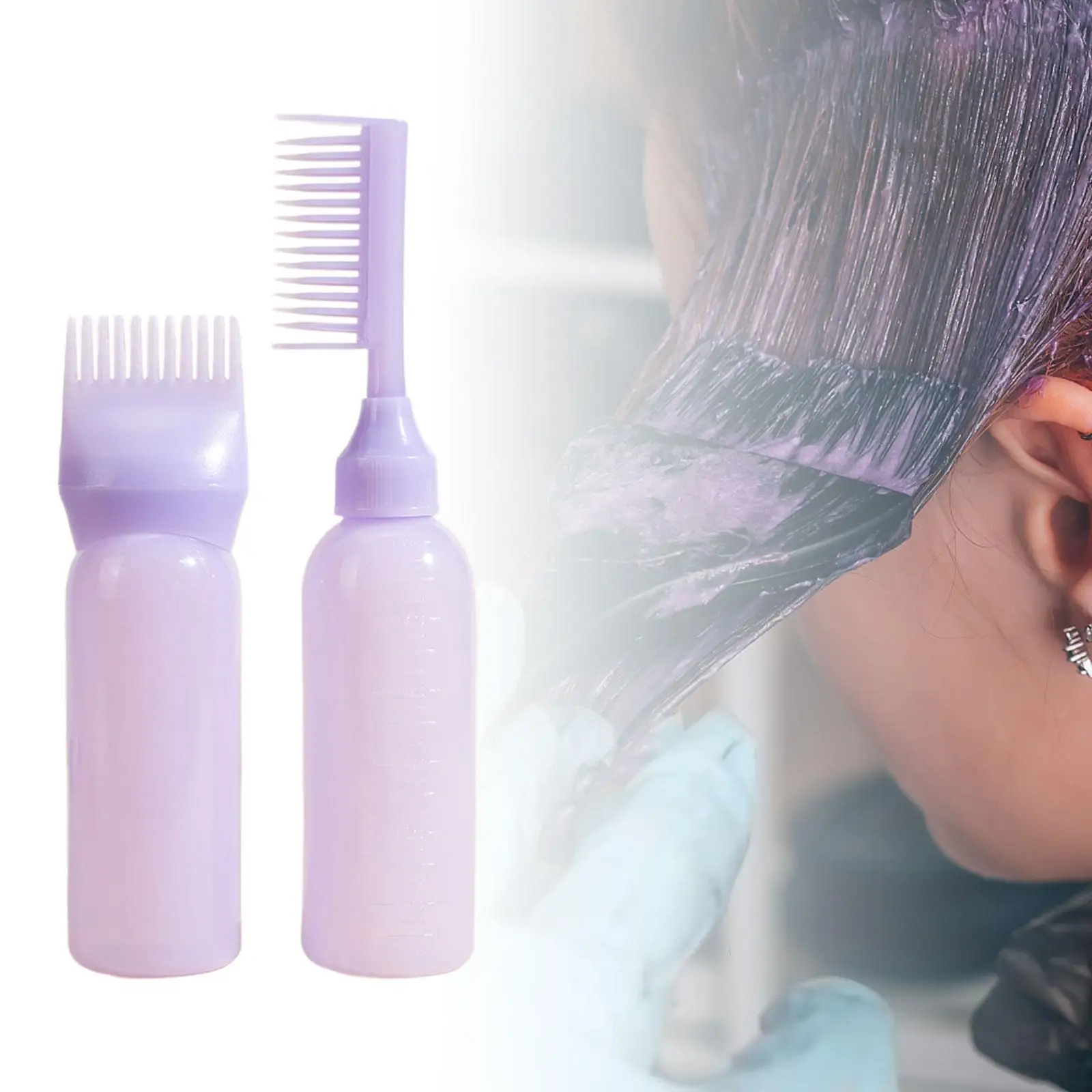 2 Pieces Root Comb Bottle, Hair Oil Brush, Bottle Brush Hair Dye Bottle Easy to Clean