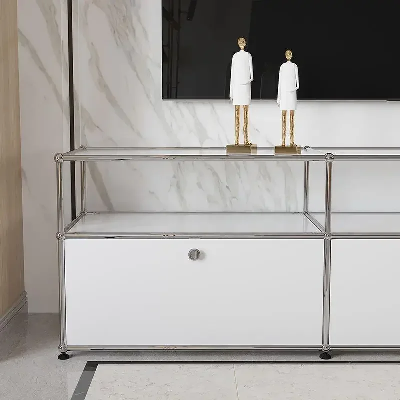 Nordic style, stainless steel aluminum plate module, combination TV cabinet, decorative cabinet