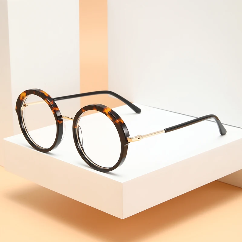 

Thick Circular Acetate Eyeglass Metal Legs Vintage Hand Made Women Men Splice Eyewear Optical Prescription Glasse Frames VA8003