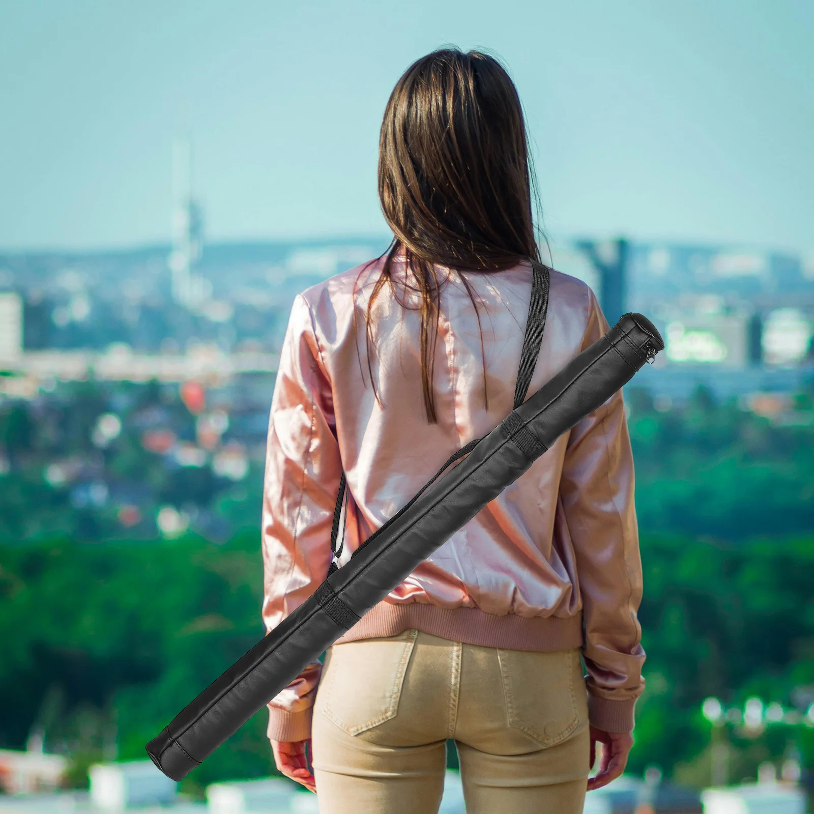 Baseball Bat Carrier Bag Portable PU Material Shoulder Strap Adjustable Storage Baseball Stick Organizer Large Capacity Bat