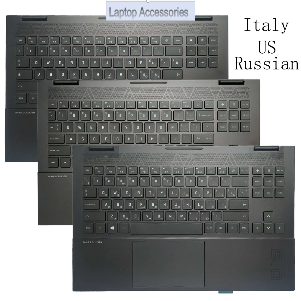 Nouveau clavier rétroéclairé rvb français/italie/états-unis/russe pour HP OMEN 15-EN 15-EK TPN-Q238 Q236 M00667-001 avec couvercle supérieur repose-paume