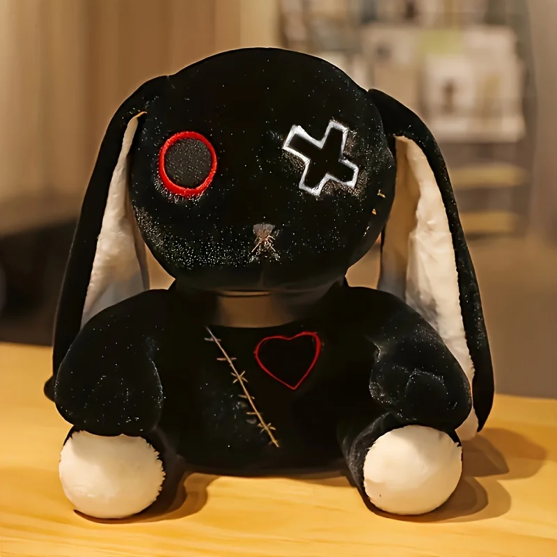 

Rabbit Plush Toy Dark Series Gothic Rock Style Long Ears Bunny Doll Plushies Ornament Photo Prop Soft Large plush toy pillow