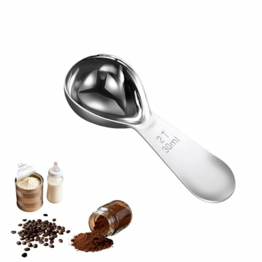 30ml Stainless Steel Coffee Scoop, 2 Tbsp Measuring Spoons for Protein Powder, Sugar, Flour and Tea - Short Handle, Laser Etche