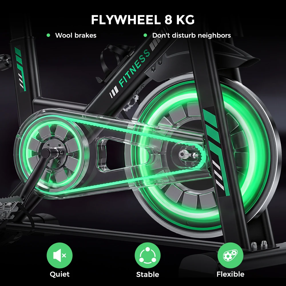 Formill DC001A & DC002A – magnetisches, stationäres Heimtrainer-Fahrrad, Indoor-Cycling-Fahrrad mit 8 kg schwerem Schwungrad, LCD-Monitor, verstellbarer Sitz und Tablet-Halterung für das Training im eigenen Fitnessraum. – Detail 23