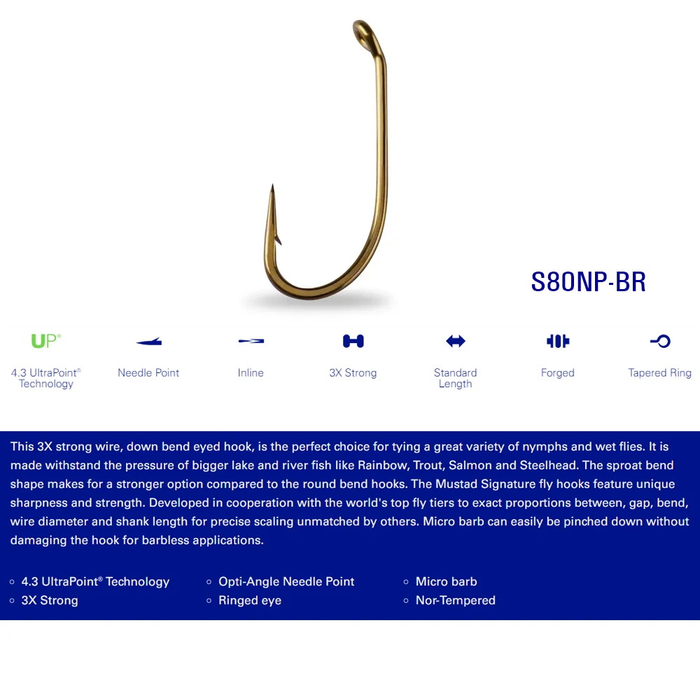 موستاد 30 قطعة صنارة صيد سمك السلمون المرقط مع نهاية برونزية حورية البحر/رطب توقيع صنارة صيد سمك السلمون المرقط الصغير بارب 3X صنارة عين قوية حلقية صنارة صيد سمك السلمون المرقط #3