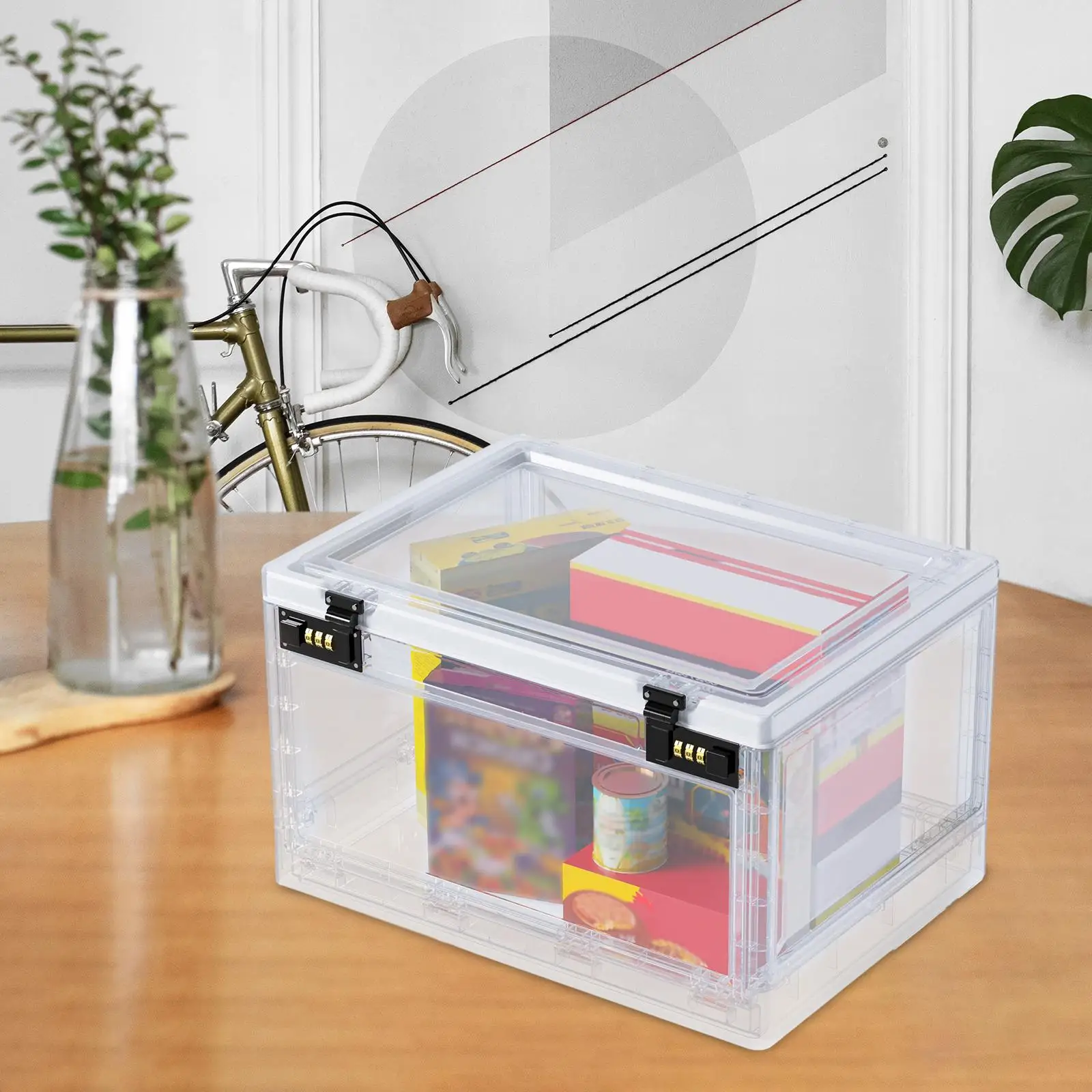 Transparent Box with Password Lock Durable Containers Utility Lock Box Clear Lockable Storage Box for Garage Home Office Cabinet