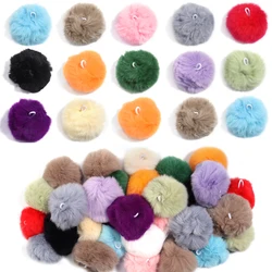 2Pcs/Lot 6cm Imitation Mink Fur Covered Ball Beads Colorful Charm Pompom Beads For DIY Crafts Materials Ornament Making Supplies