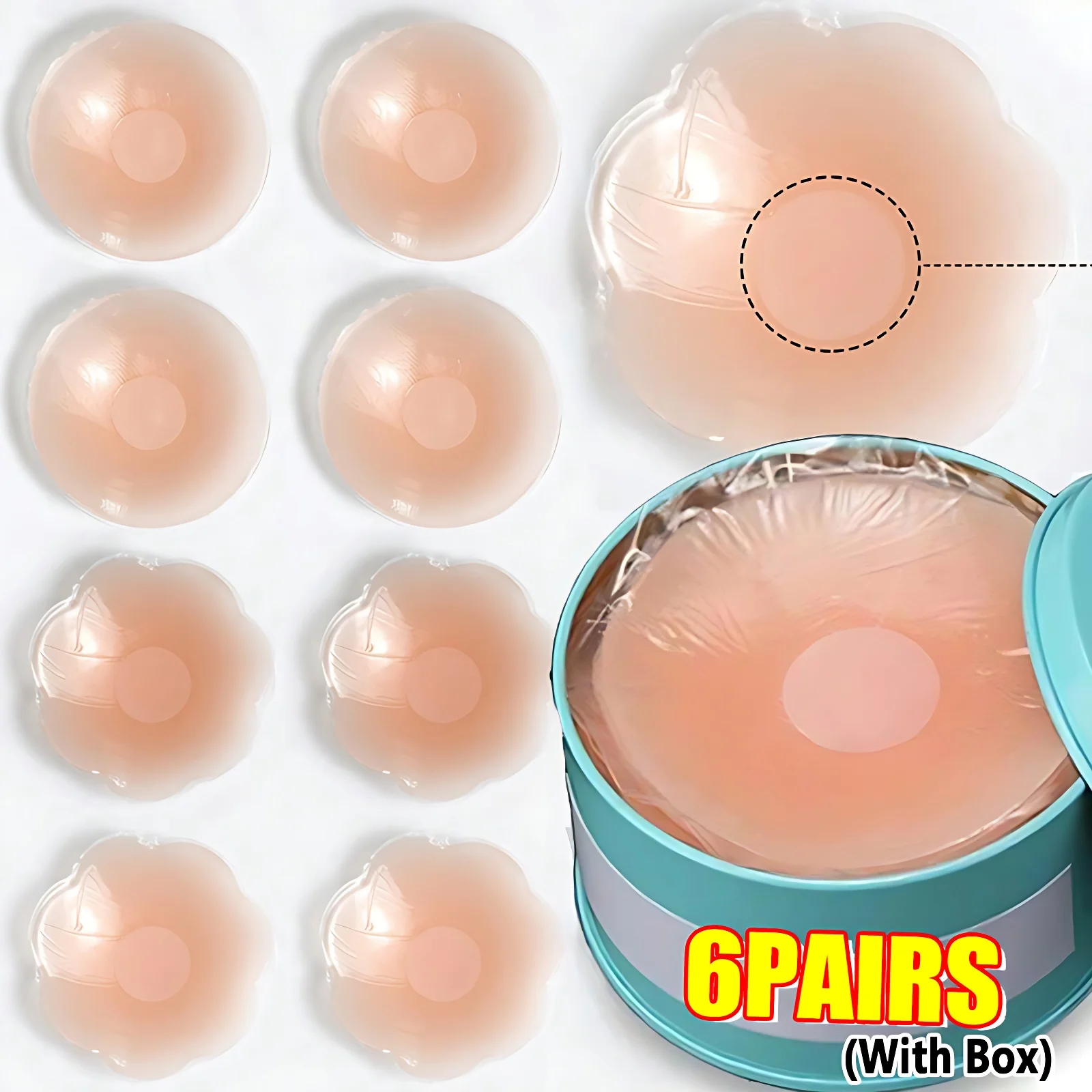 2-12 Stuks Onzichtbare Zelfklevende Borst Plakken Herbruikbare Sticker Borst Bloemblaadje Strapless Lift Up Bh Pad Siliconen bloemblaadje Nipple Cover