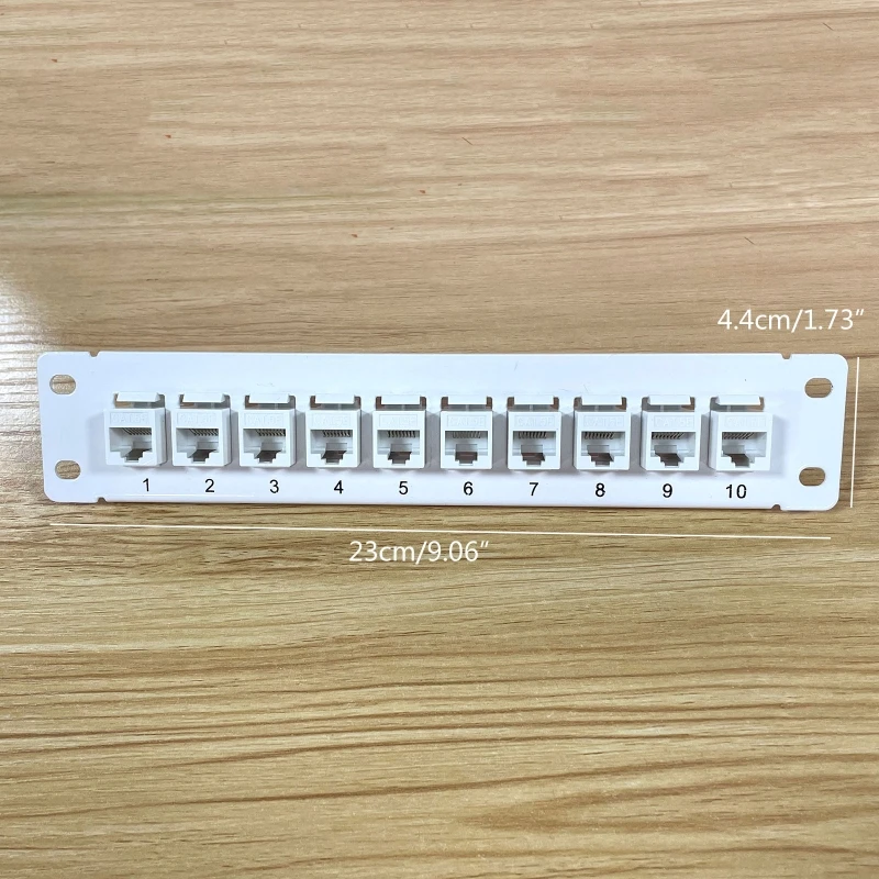 10 Port Straight-through CAT5e Patch Panel RJ45 Cable Adapter Keystone Ethernet Distribution Frame UTP 19in