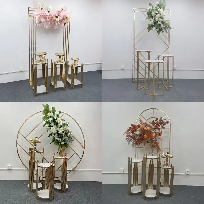 

3PCS Luxury Event Dessert Plinth Table Wedding Favors Backdrops Engagement Flower Bouquet Holder Birthday Baptism Cake Stand