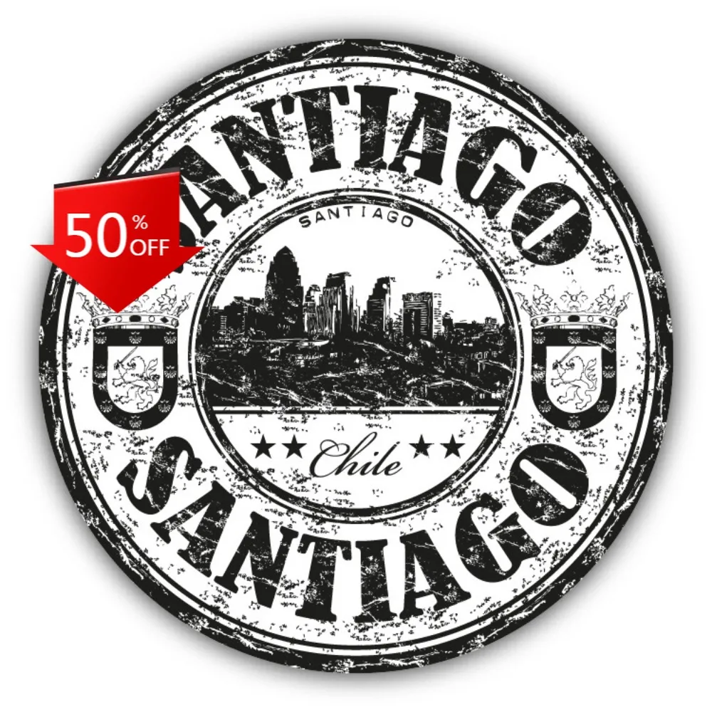 

Santiago Chile Grunge Travel Aesthetic Car Laptop Window Bumper Waterproof Vinyl Decal Accessory Cute Cool Unique Funny