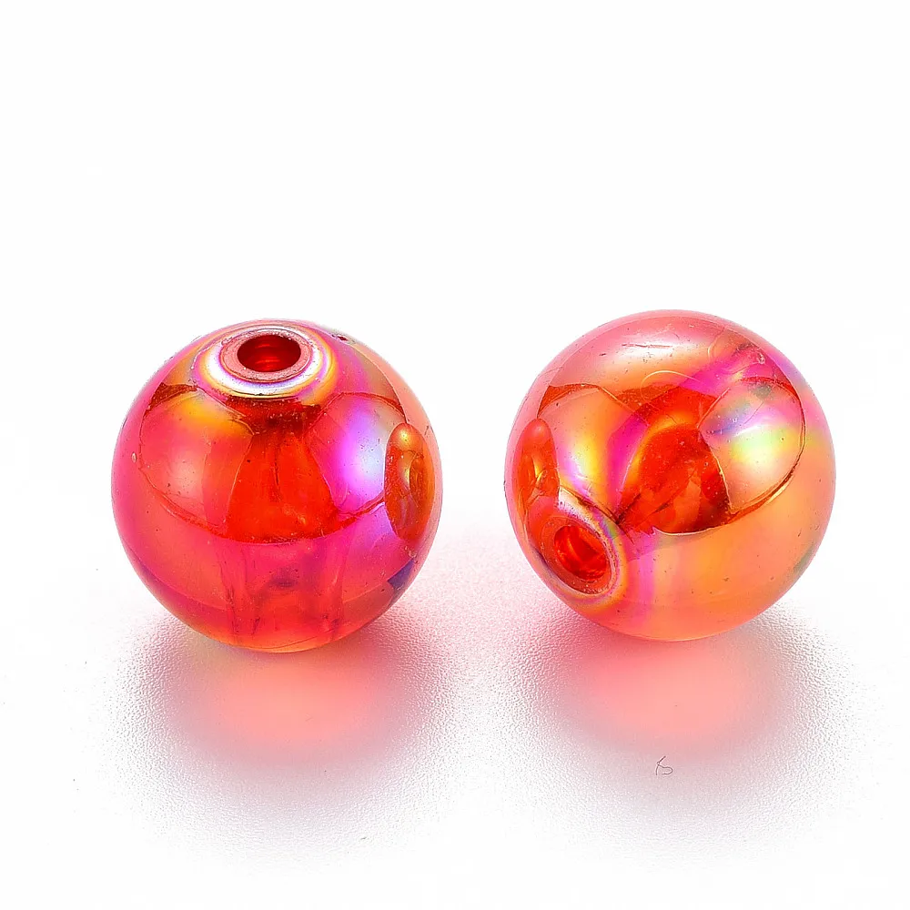 PandaHall 220 Stück AB-beschichtete transparente Acryl-Rundperlen, 16mm Mehrfarbige Schillernde Oberfläche für DIY Armband Schmuck Basteln – Detail 1
