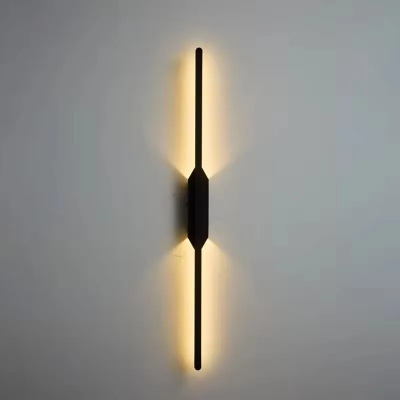 Modern Long Wall Lamp For Living Room Background Bedroom Bedside 62/92/122cm Home Decor Black Metal Industrial LED Wall Light