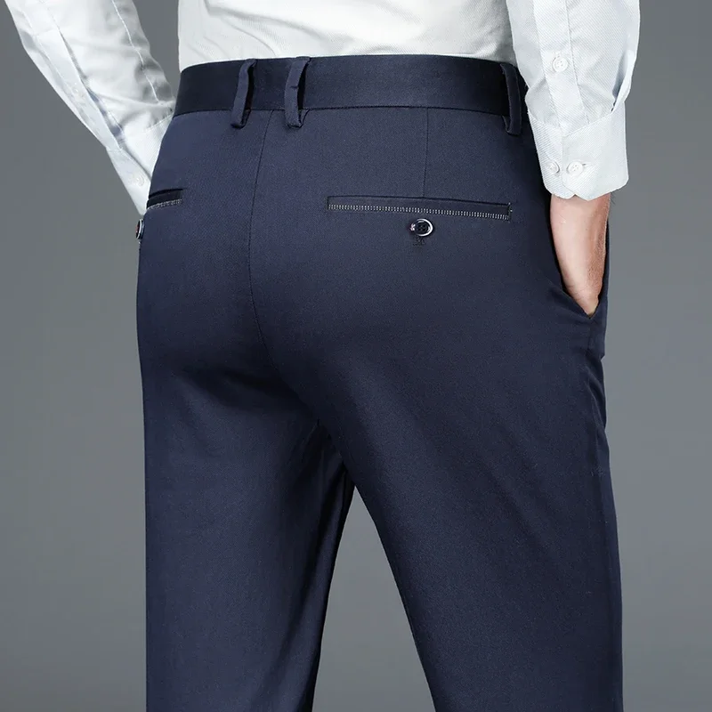 

5-цветные осенние новые мужские повседневные деловые брюки, эластичные прямые мягкие модные формальные брюки против морщин, мужская одежда