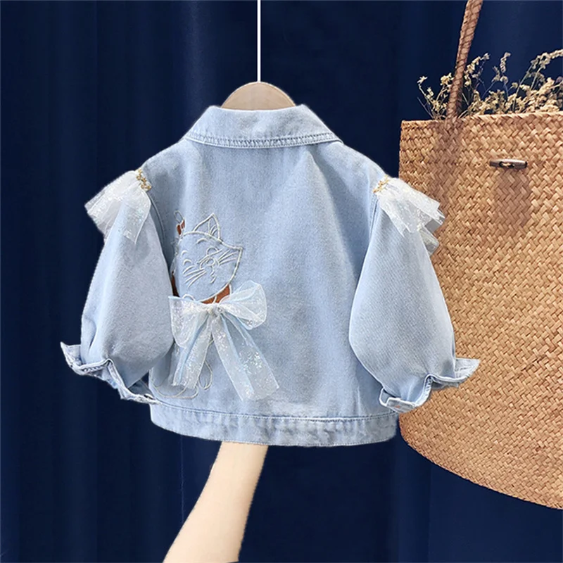 2-7 years Girls Denim Jackets Toddler Kids Baby Girl Coat Spring Autumn Clothes Children Cartoon Floral Jacket Coat Outwear