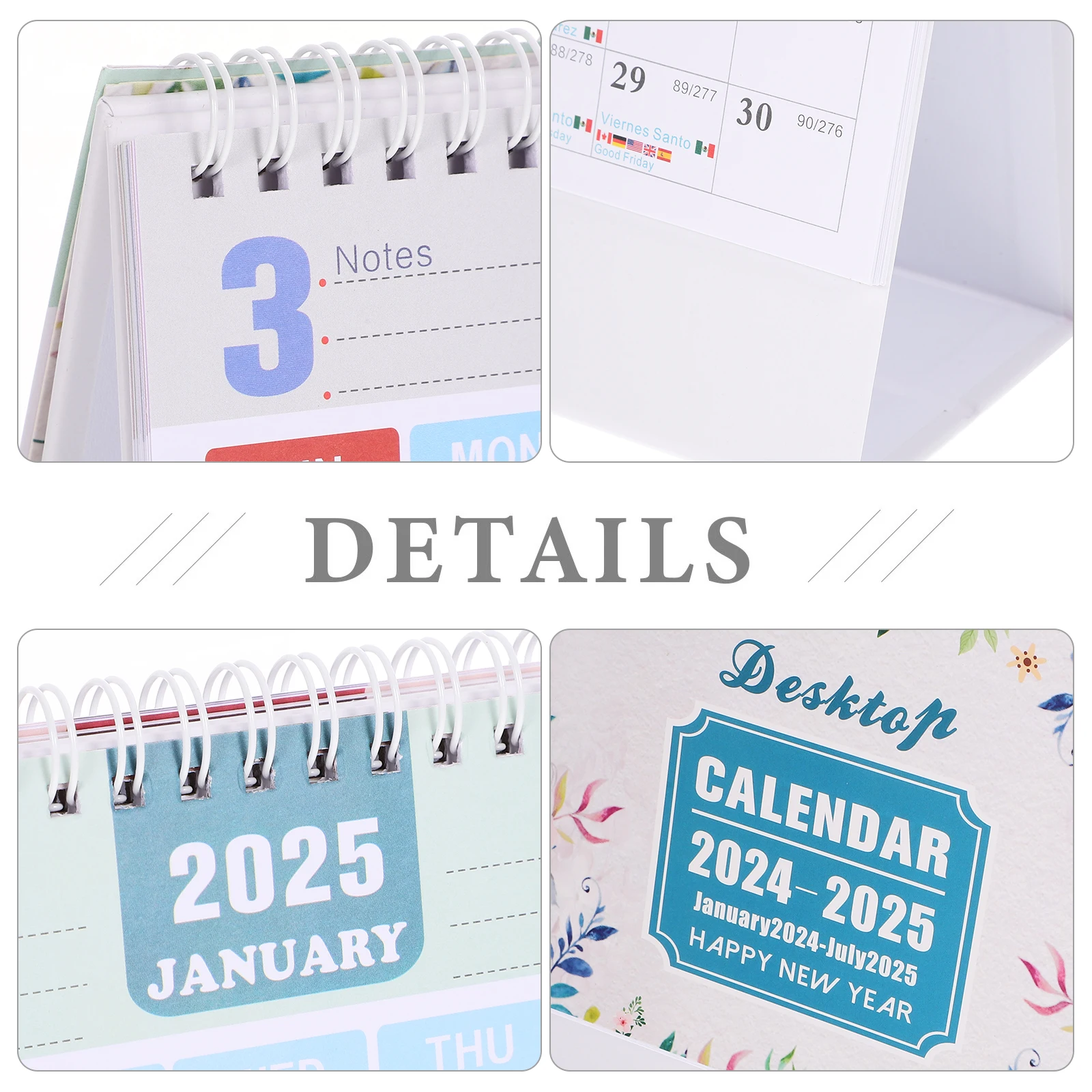 

2024-2025 19-Month Desk Calendar Flipped Countdown Office Desktop Standing Flip Calendar Large Thick Paper Metal Binding