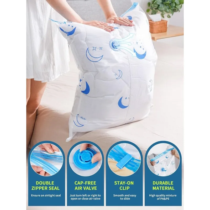 ถุงเก็บสูญญากาศพร้อมปั๊มลมไฟฟ้า, ถุงประหยัดพื้นที่ 25 แพ็คสําหรับเสื้อผ้า, ที่นอน, ผ้าห่ม, ผ้านวม, หมอน