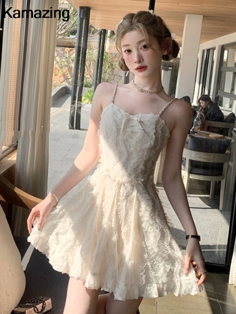 Summer Sleeveless Pure Color Mini Dress Woman Elegant One Piece Casual Fairy Long Vestidos Korean Fashion Beach Holiday Clothing