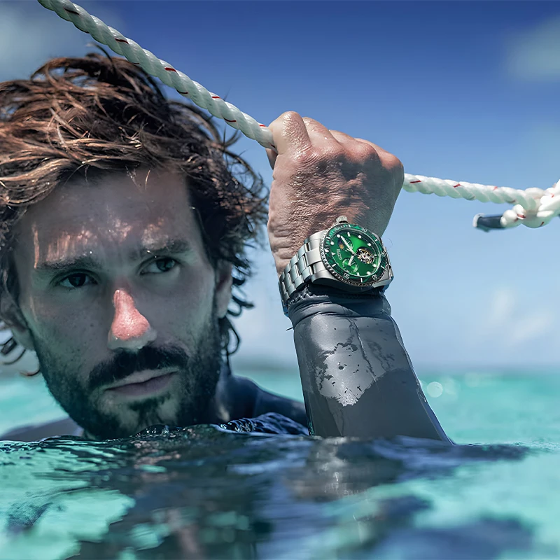 

BONEST GATTI Luxury Diver Men's Automatic Watch Moon Phase 316L Steel Sapphire 100M Waterproof Mechanical Wristwatch