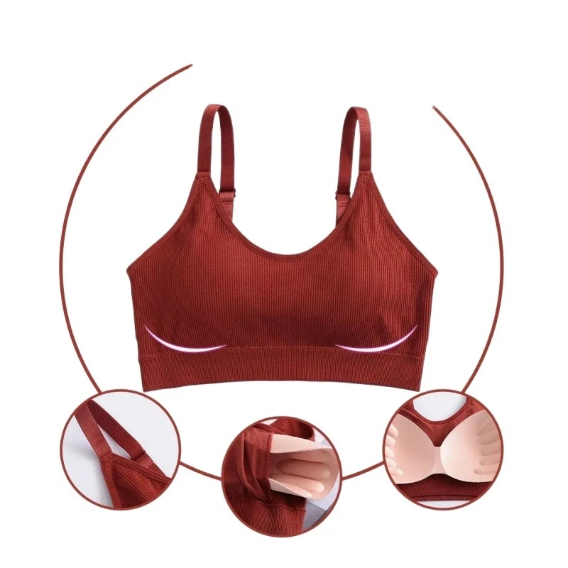 New Brasier Mujer Colors Cotton Fitness Top donna Sexy reggiseno Yoga senza cuciture antiurto Crop Top reggiseno sportivo Push Up