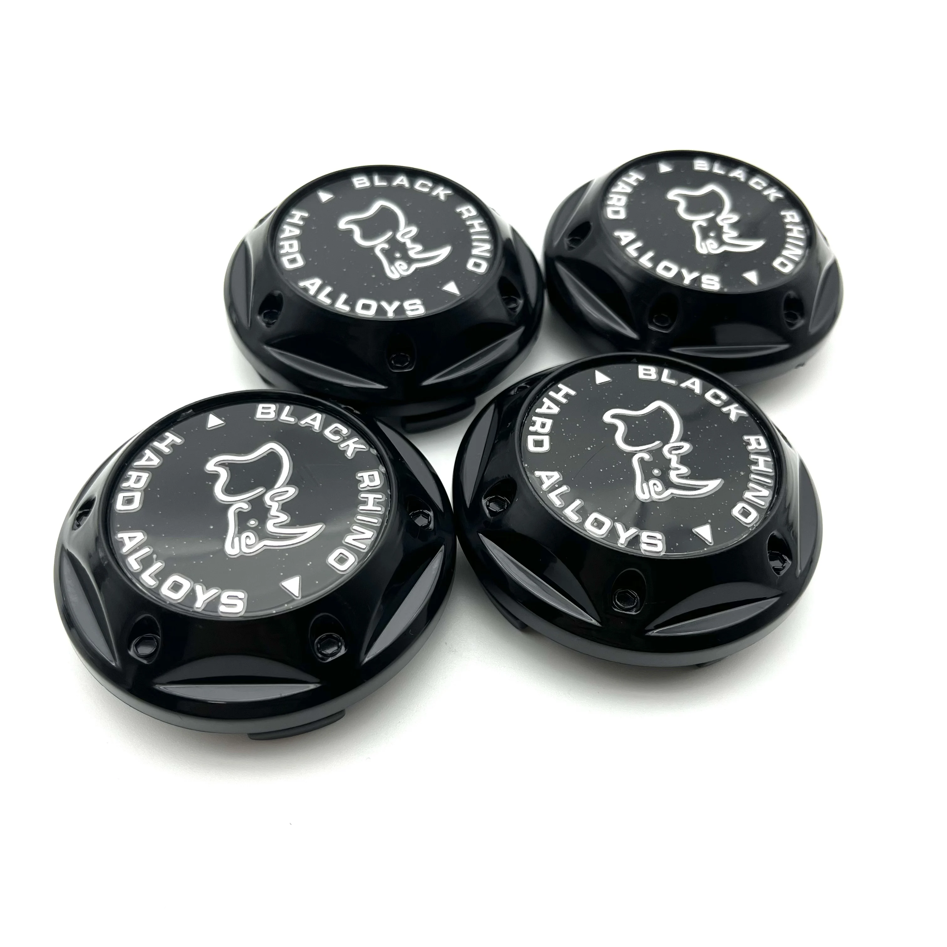 

4Pcs/Set Fit 45mm Black Rhino Badge Sticker Car Styling + 68mm High lid Car Wheel Center Caps Rim Hub Cover Accessories