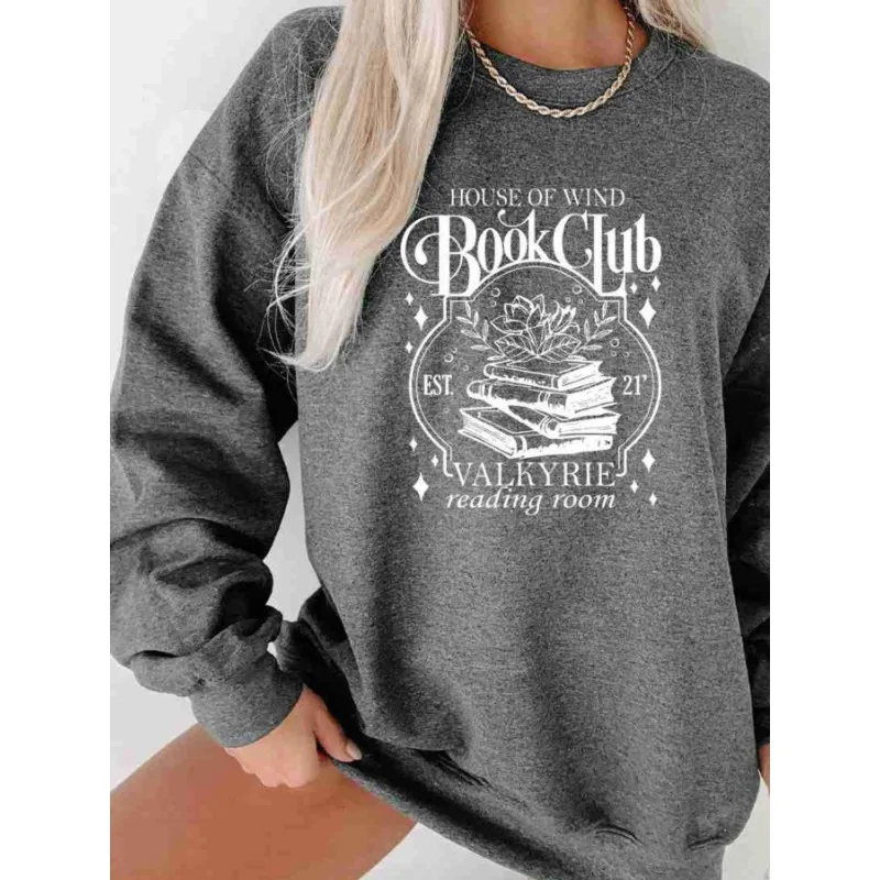 

Plus Size 1XL-5XL Women's Fashionable Round Neck Printed Pullovers Ladies Casual Long Sleeved Comfortable Hoodies