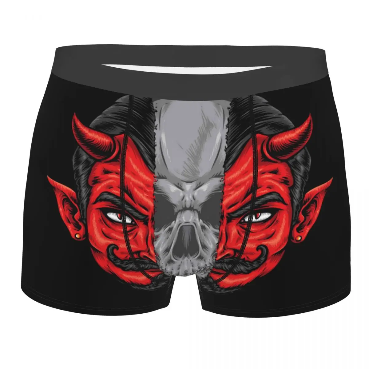 Mens Boxer Sexy Underwear Soft Long boxershorts Red Devil With Skull Underpants Male Panties