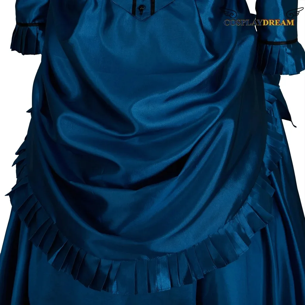 

Ghosts Hetty Dress Cosplay Costume Stand Collar Long Sleeve Button Top Skirt Set Blue Ball Dress Halloween Carnival