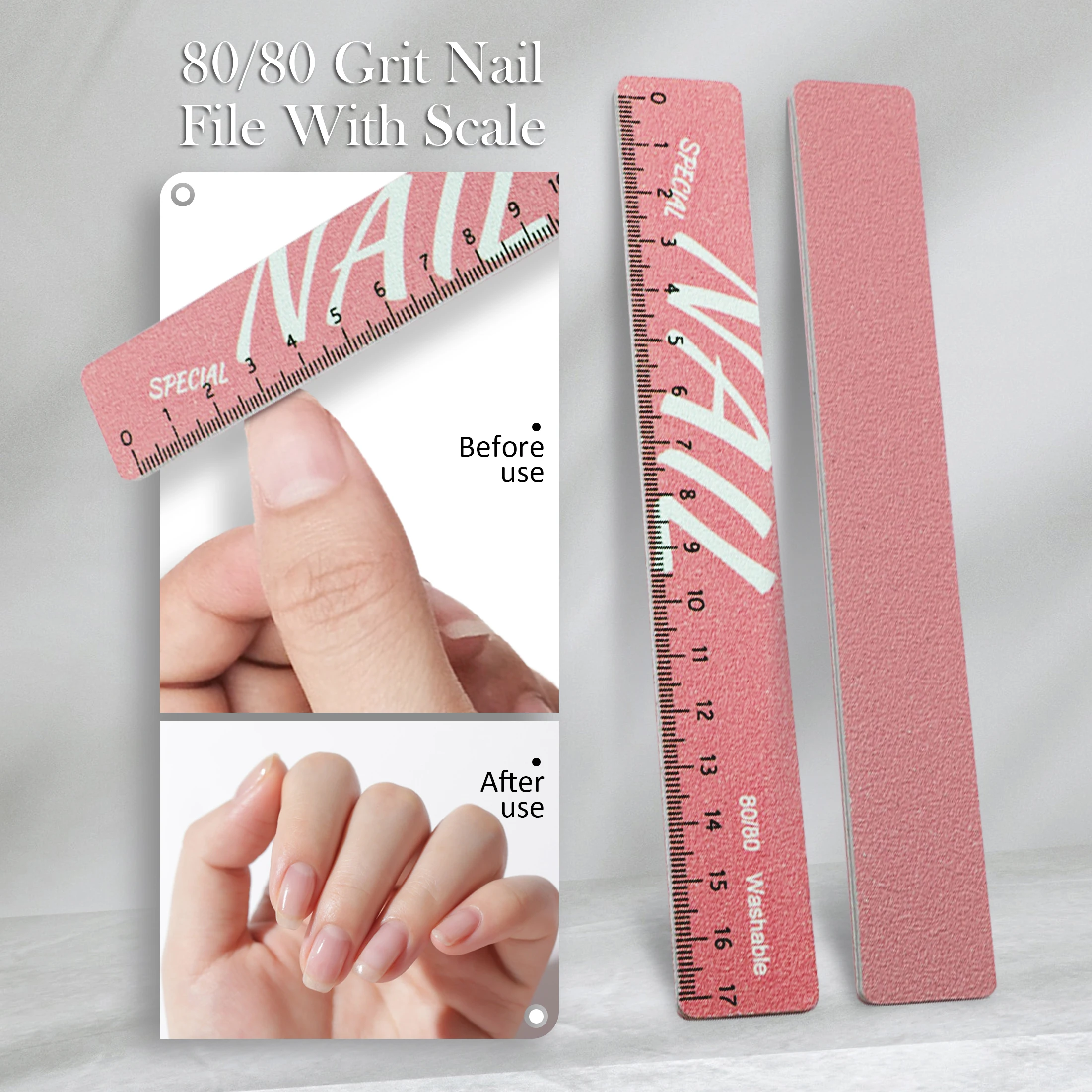تخرج شريط تلميع طلاء الأظافر مع 80/80 حصى الوردي ملف سميك تلميع إزالة الأظافر على الوجهين ملف الأظافر الشريط #2