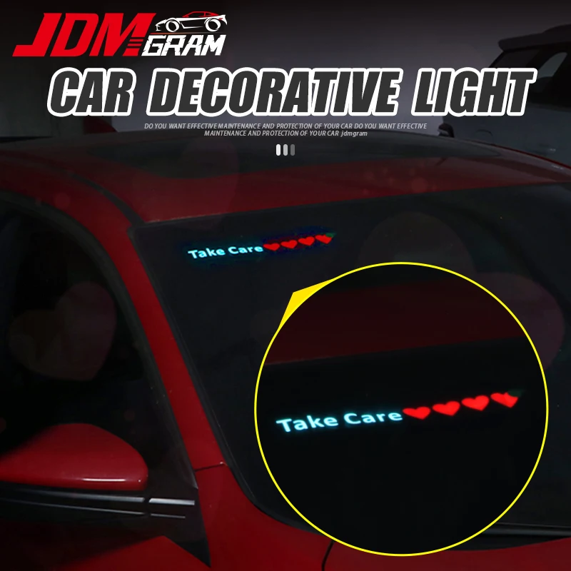 

Take Care 4 Star Car LED Decoration Light JDM Window Sticker Windshield Glow Panel Marker Lamp Decals Flashing Light Accessories