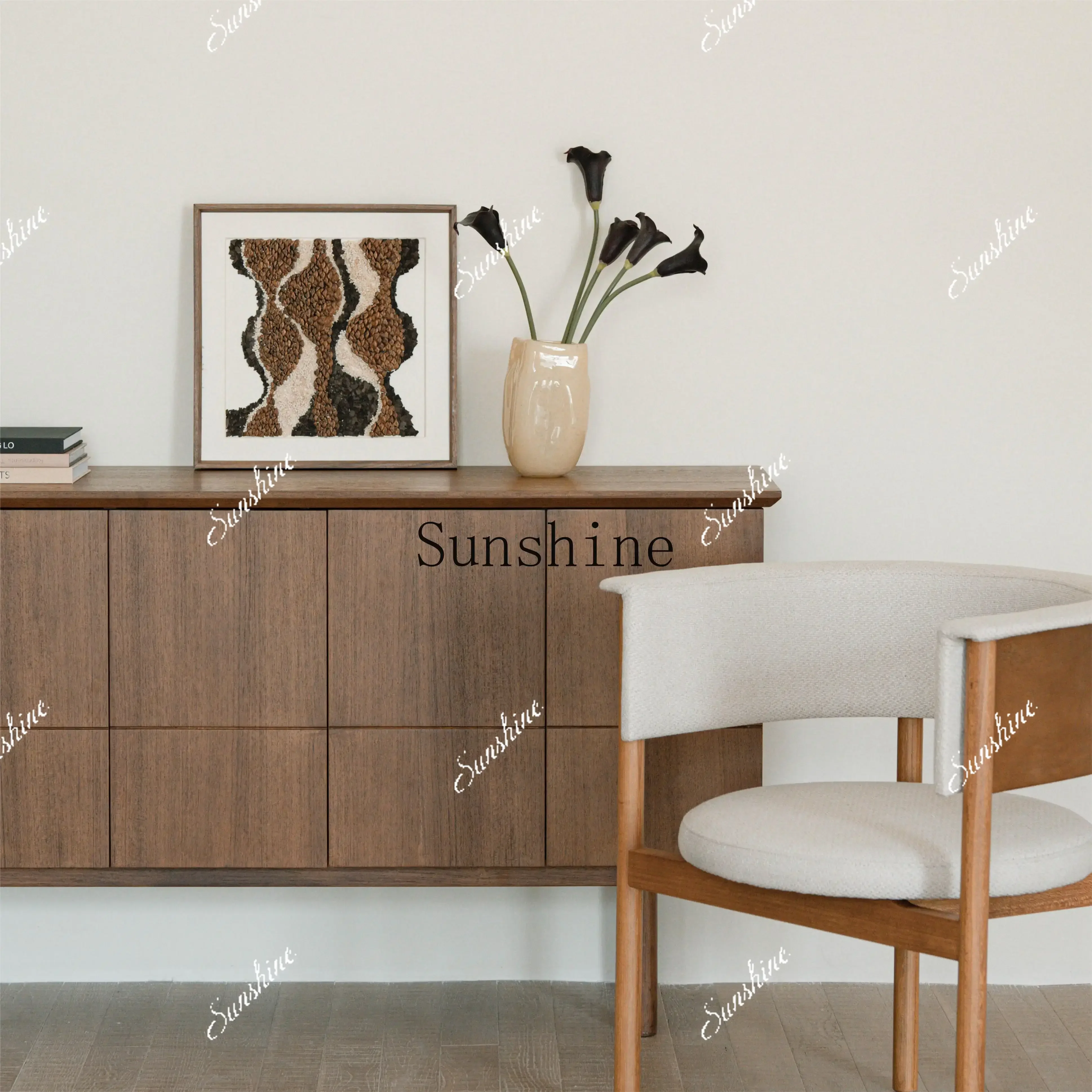 

Solid wood entrance Nordic wabi-sabi retro style design medieval side cabinet TF