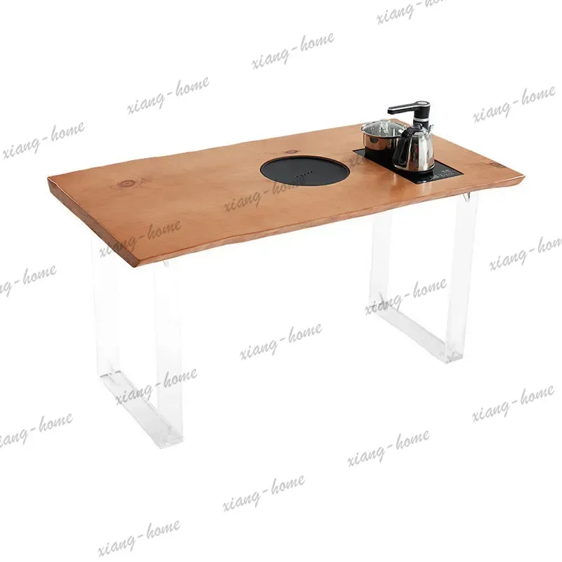YJ Modern Solid Wood Acrylic Floating Tables Nordic High-end Design Living Room Study Office Desk Home Furniture Tavolo FYFD