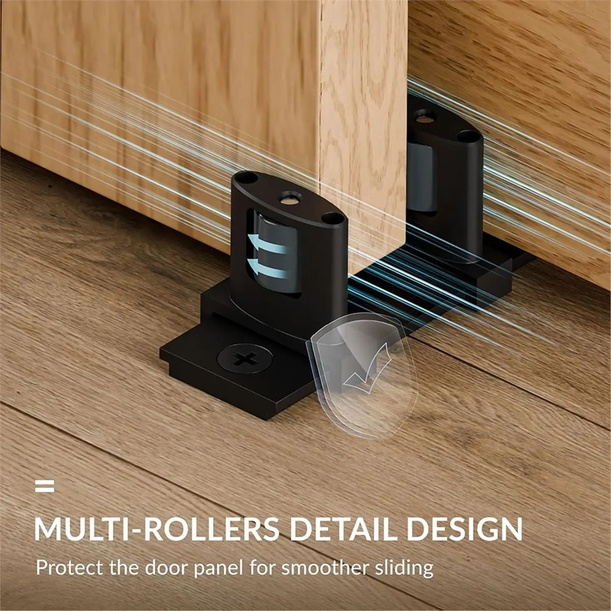 FUA@ Siding Closet Door Floor Guide,Update Adjustable 3-Roller Design for Bypass Doors Floor Guide,Sliding Door Bottom Guides