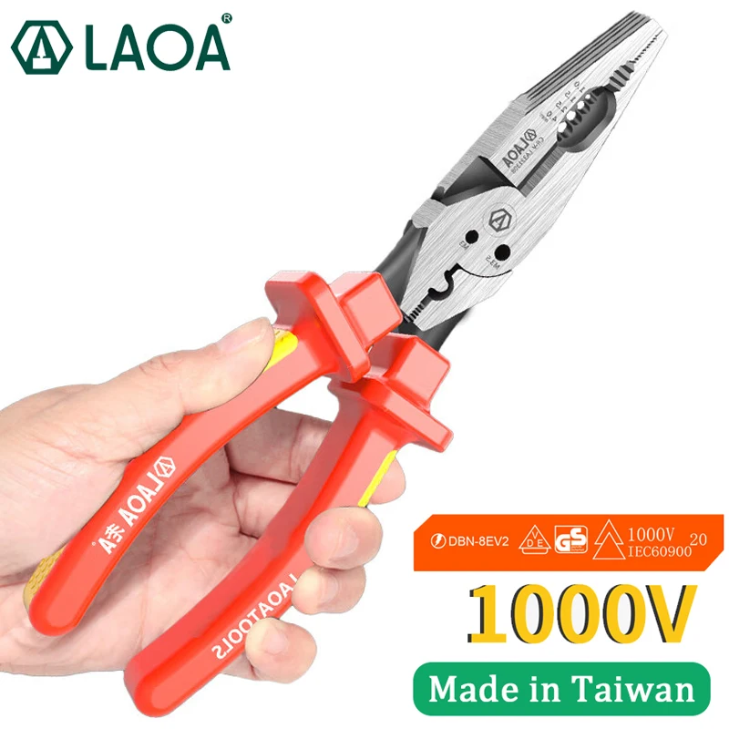 LAOA Insulated Steel Wire Pliers Electrician Pressure Resistant And Labor-Saving Pointed Nose Pliers Made in Taiwan