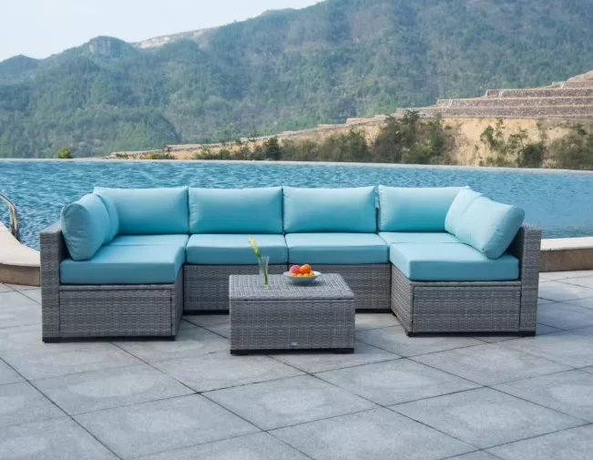 

Luxury Outdoor Garden Rattan Furniture Wicker Couch Conversation Corner Sectional Hotels Villas Parks Exteriors Patios Leisure