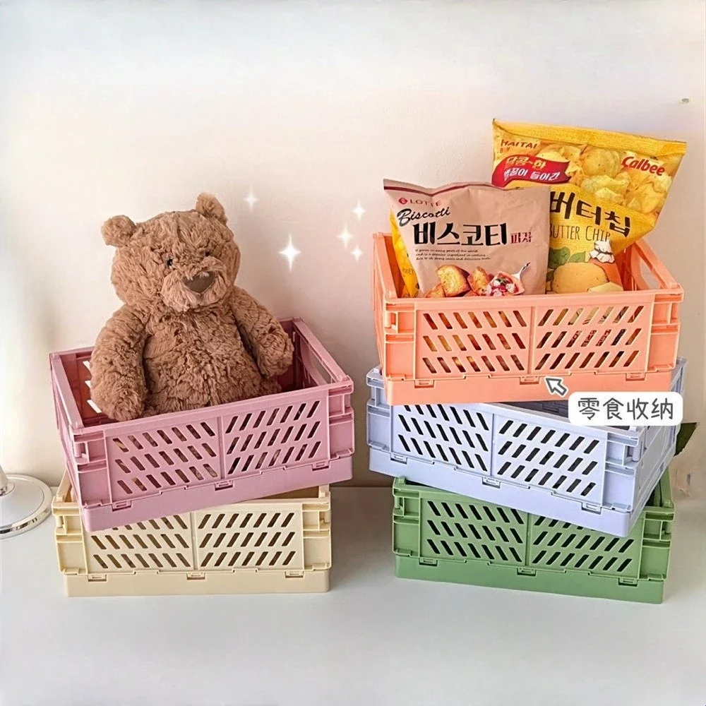 6 أنماط من البلاستيك القابل للتكديس حامل ثابت قابل للطي بسيط لطيف طالب مكتب سطح المكتب تخزين منظم قرطاسية