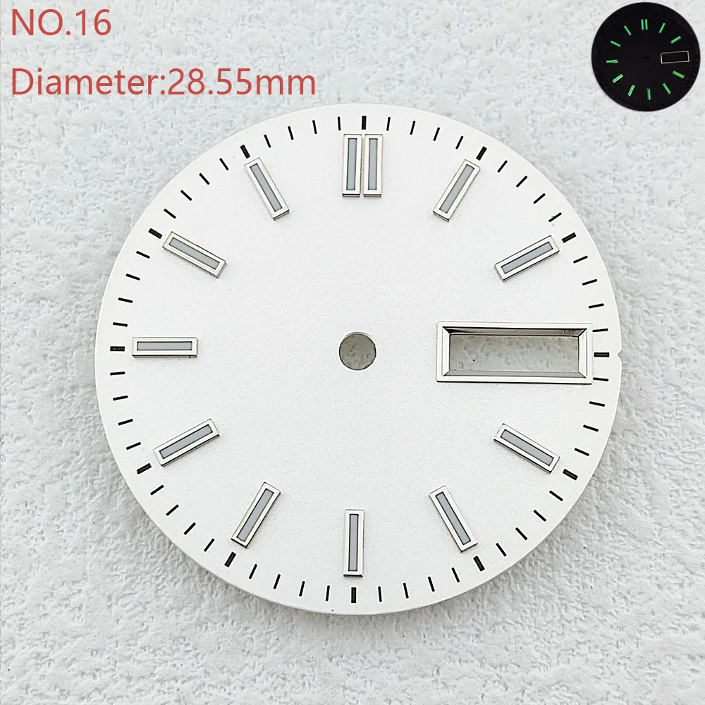 28.5mm dial, white, blue, black three colors green luminous NH36 dial, suitable for NH35/NH36 movement men\'s watch accessories