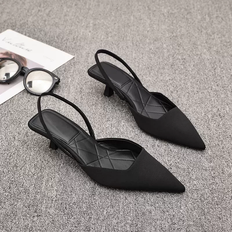 

Thin Low Pumps Dress Shoe Ladies Fashion Pointed Toe Shallow Slingback Mules New Women Sandal Shoes with Heel